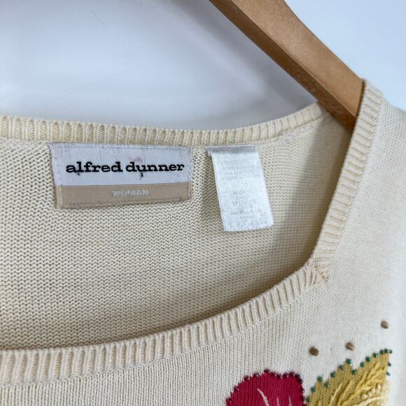 90s Vintage Floral Embroidered Beaded Short Sleeve Knit Sweater XL - Picture 4 of 5